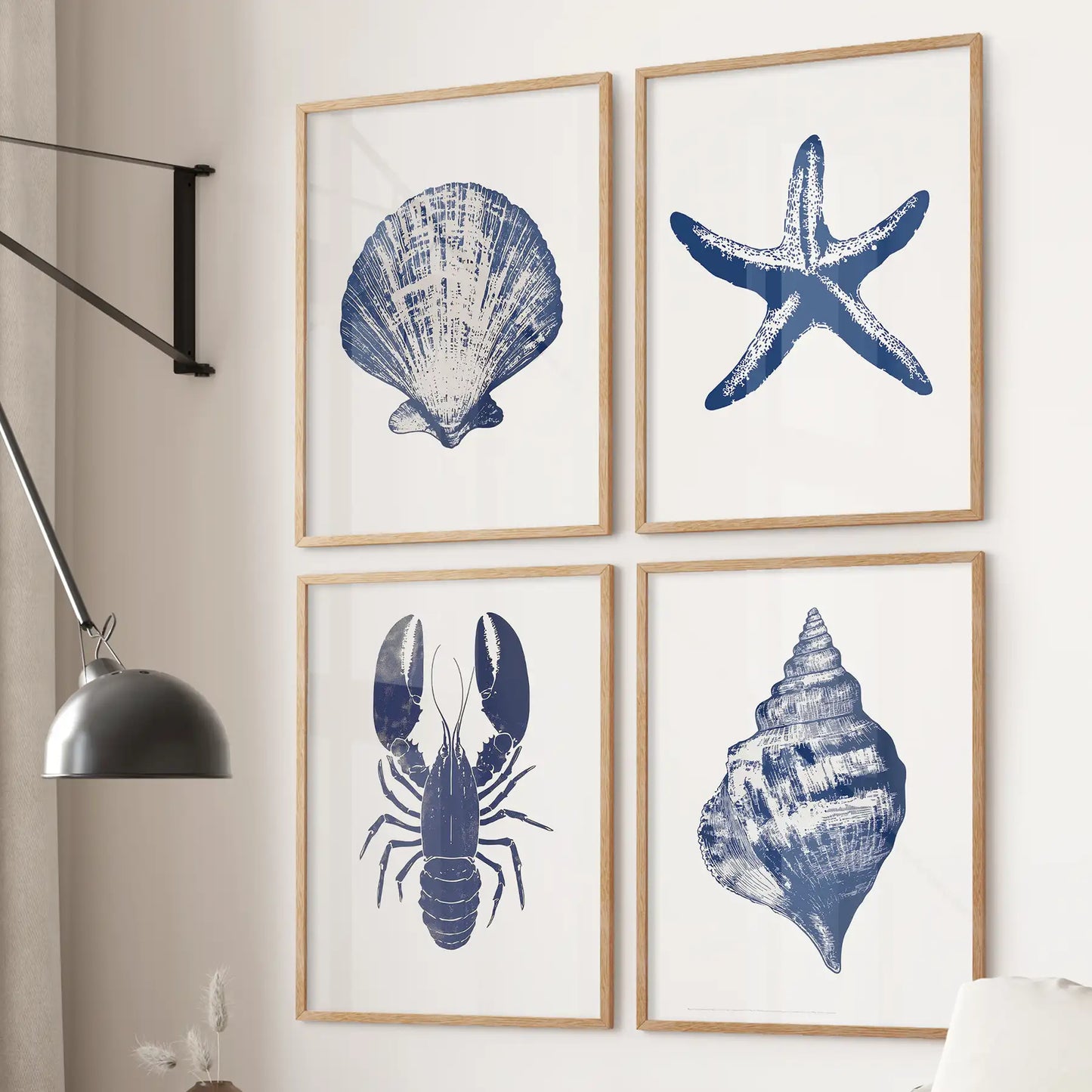Summer trendy coastal prints. Marine vibes beach summer poster. Thinwood frames for office.
