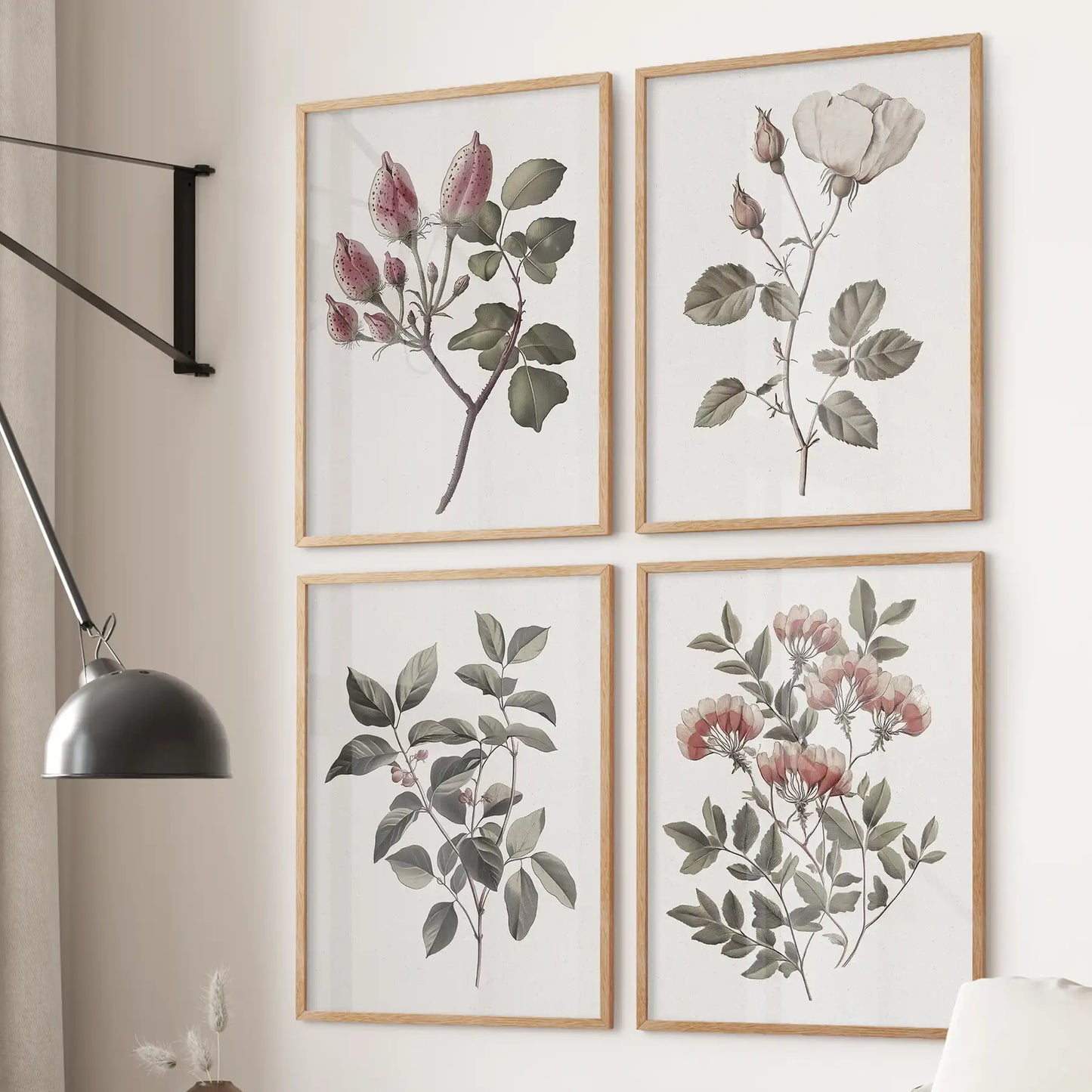 Vintage french country art decor. Trendy vintage apartment decor poster. Wood frames for bedroom.