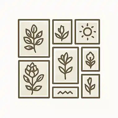 The prints in our sets are designed to match perfectly so you can hang them together in the same room