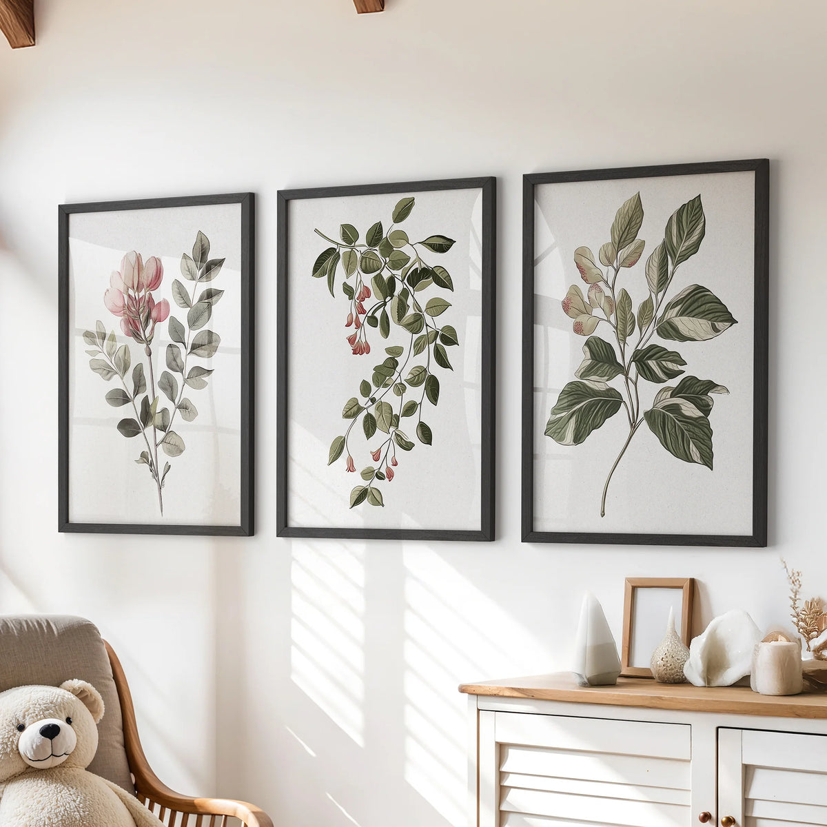 3 Piece Wall Art Botanical Print | Rustic Home Wall Decor – Print Sets