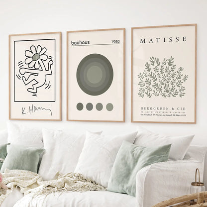 Geometric art exhibition poster. Matisse modern wall art decor. Thinwood frames for living room.