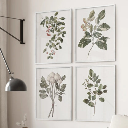 Farmhouse kitchen large wall art. Cotton Flower trendy room decor. White frames for kitchen.