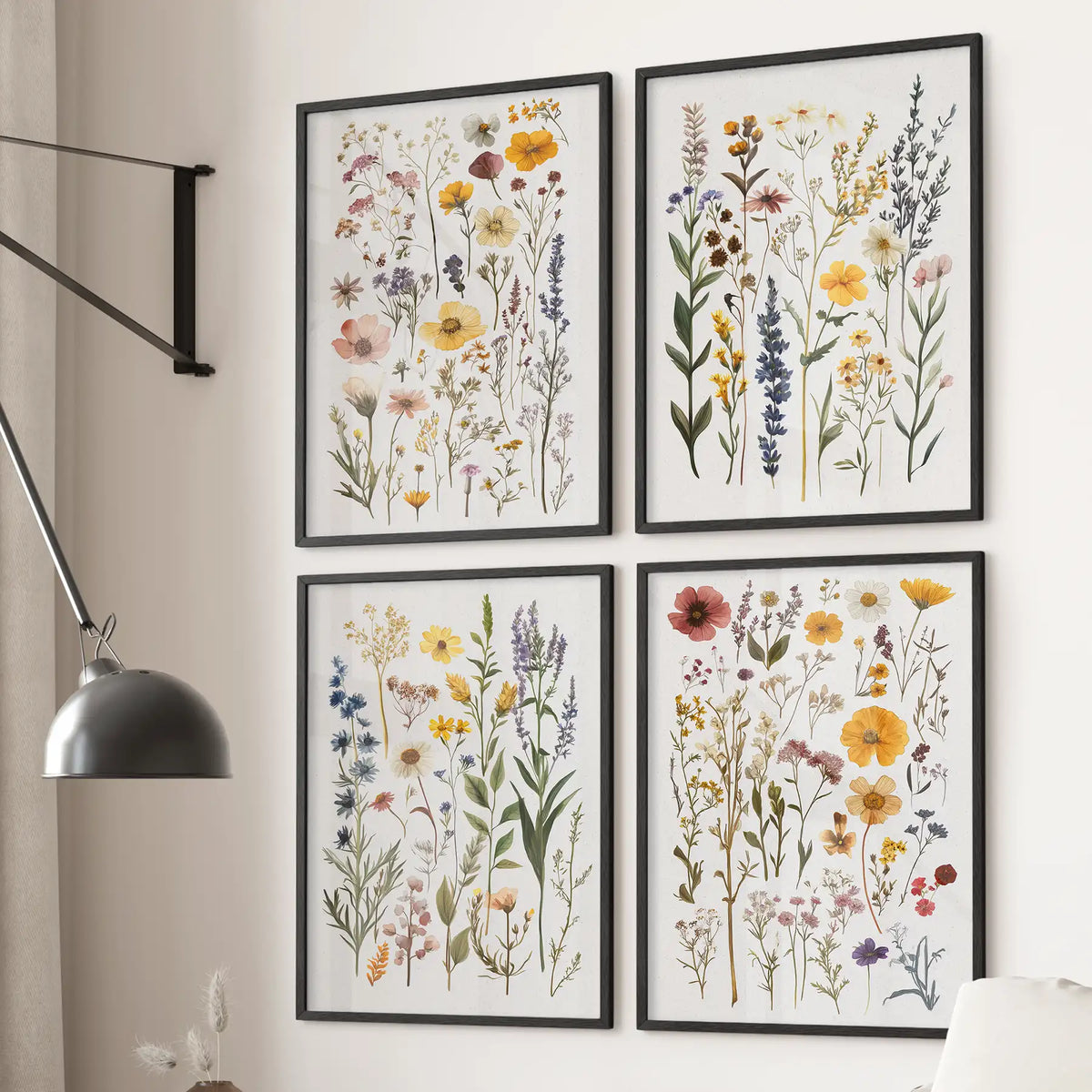 Wildflower Meadow Wall Art | Set of 4 Vintage Flowers Prints – Print Sets